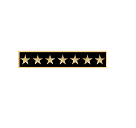 Commendation Bar, Years Service - 7 Star, Black w/Gold Trim