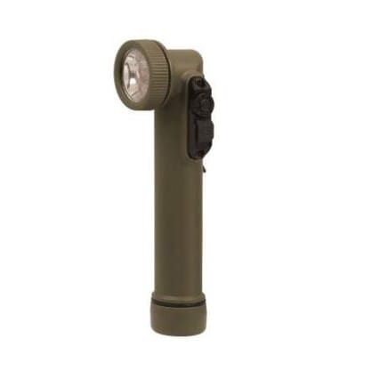 Flashlight, LED Mini Angle Head, 6 LED bulbs (3-clear, 1-red, 1-blue, 1-green), Color: OD Green