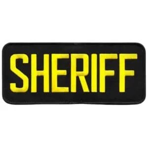 Patch, Sheriff w/Velcro, Color: Gold on Black, Size 3"x7"