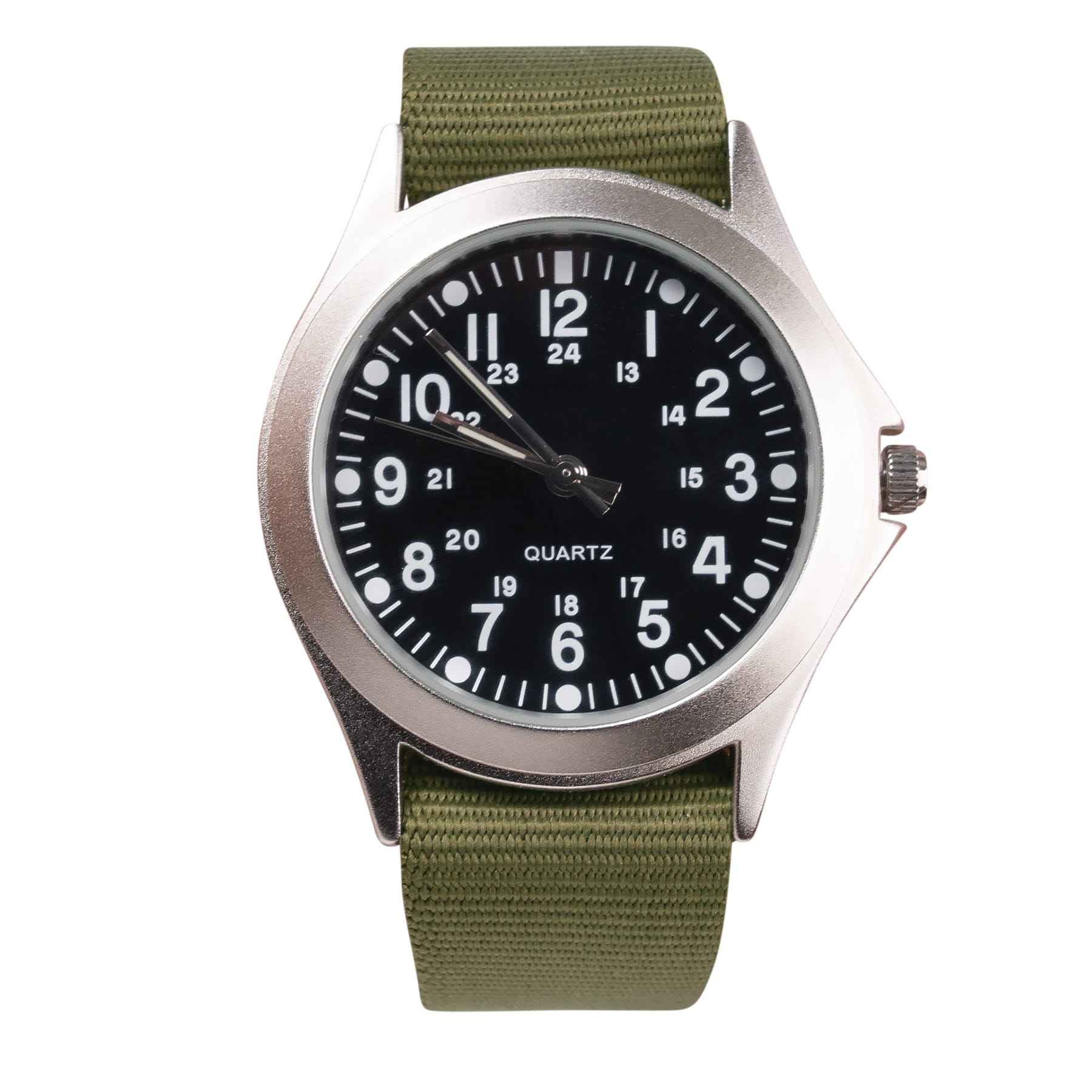 Watch, Military Style Quartz w/OD Green Strap