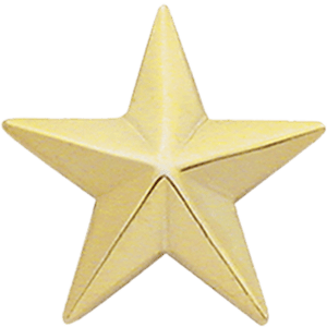 Rank, One Star, Finish: Gold, Single Rank 3/4"