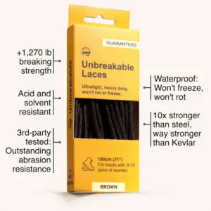 Boot Laces, 71", Unbreakable High Density Weave / Black